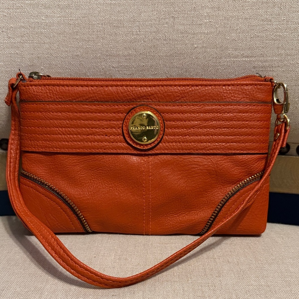 Franco Sarto Burnt Orange Wristlet; Vegan Leather